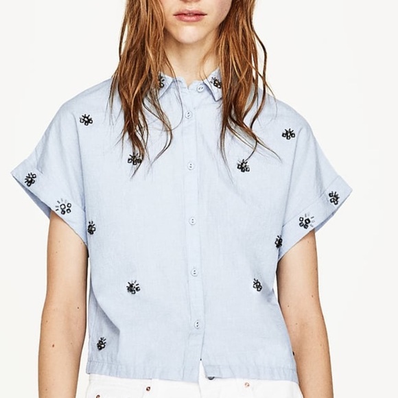 Zara | Tops | Zara Gem Shirt | Poshmark